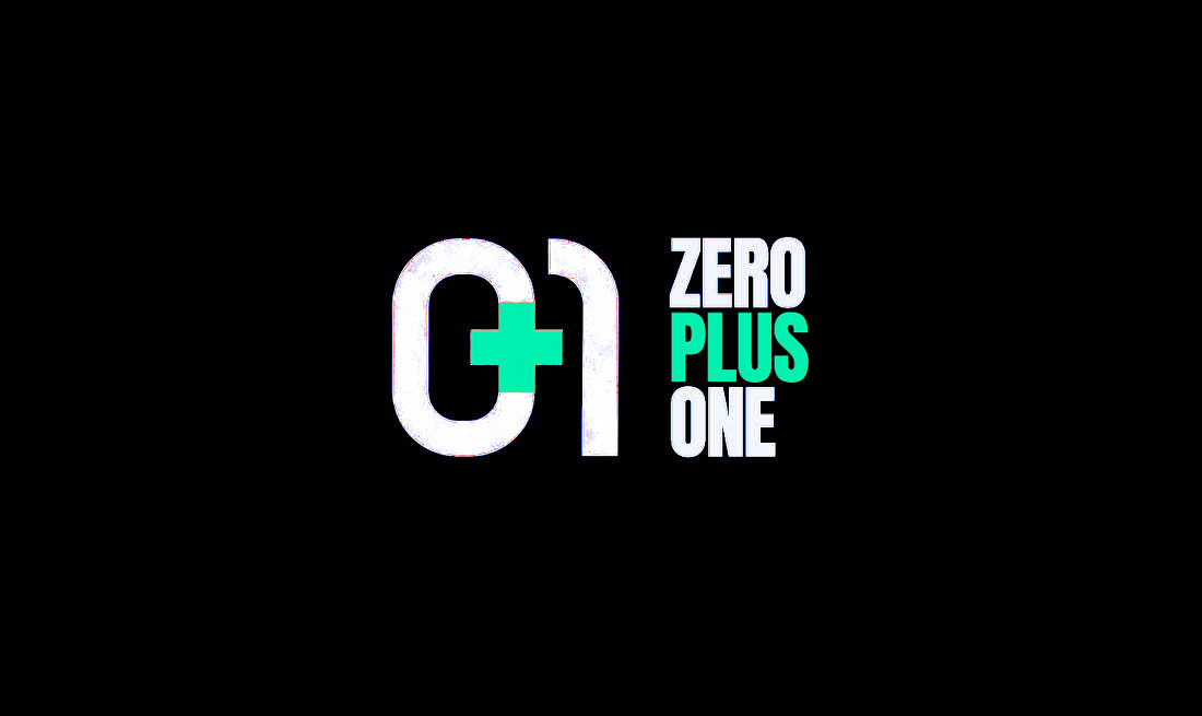 Zero Plus One logotype with a plus-sign mark