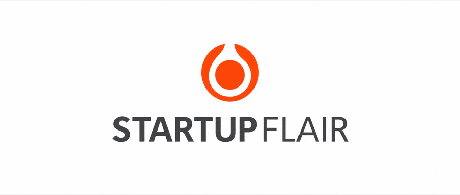 Startup Flair logo with orange flame mark